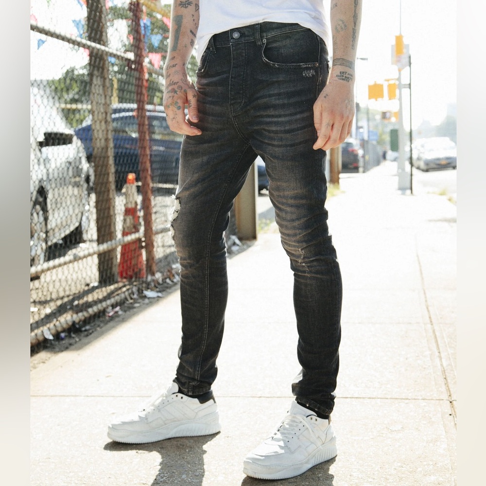 •The Kooples Tapered Grey Ripped Jeans